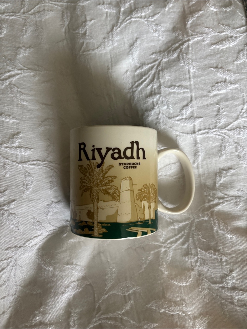 Starbucks Riyadh Mug - Cream, Green and Gold Artwork